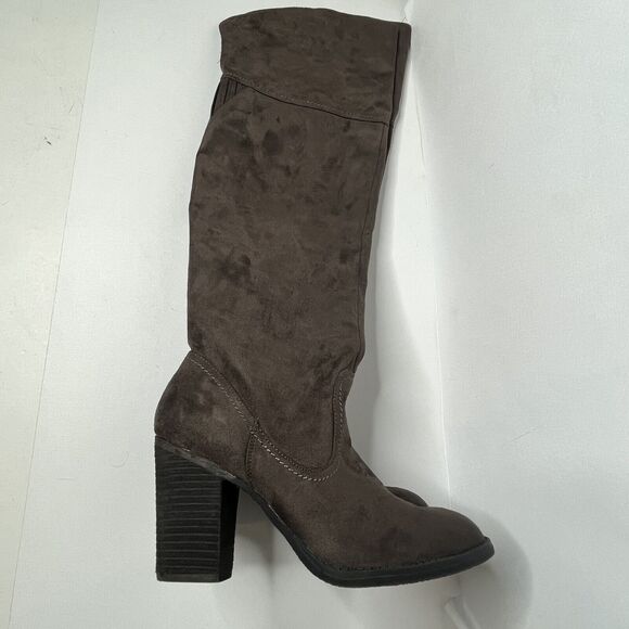 Not Rated Andra Brown Faux Suede Over The Knee Boots - Picture 2 of 10